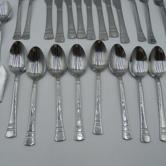 Pfaltzgraff Flatware Mix Lot 28 Pieces Sapphire Pattern Stainless Steel - Picture 7 of 16